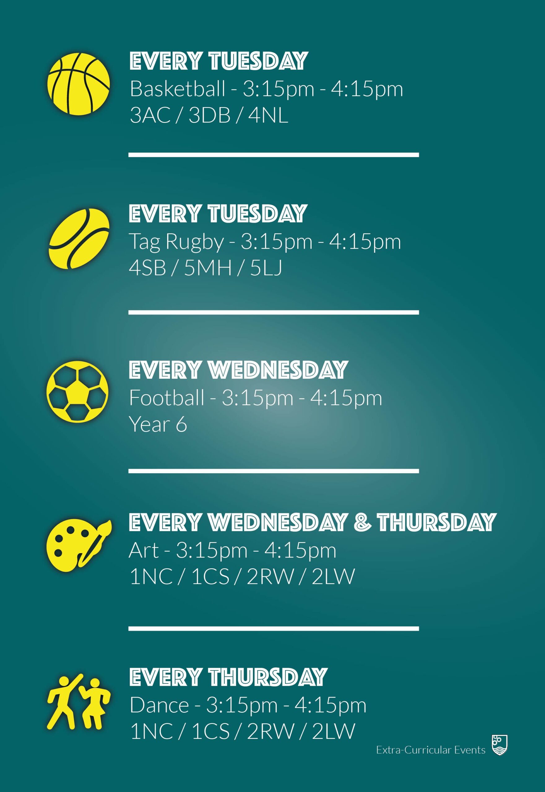 Bloxwich Primary Extra-Curricular Events1-02